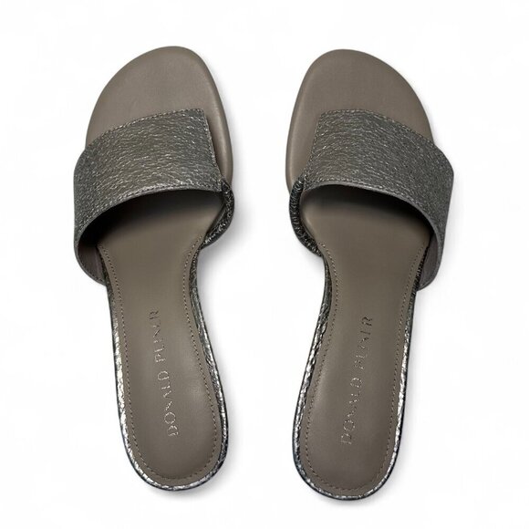 DONALD PLINER Vimm Pebbled Slip-on Mid Heel, Metallic Light Taupe, Sz 7, NEW - Picture 8 of 12